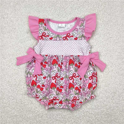 Sibling Embroidery Baby Infant Girls Flutter Sleeves Bows Ruffle Rompers 4.29