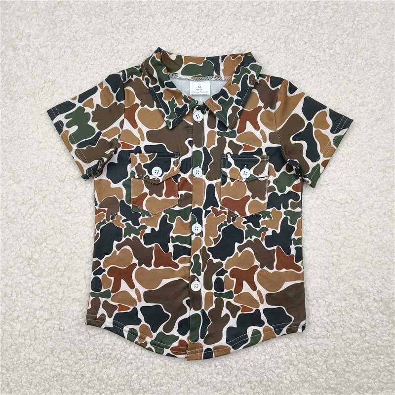 Sibling Baby Boys Western Camo Short Sleeves Button Pockets Shirts Tops 4.29