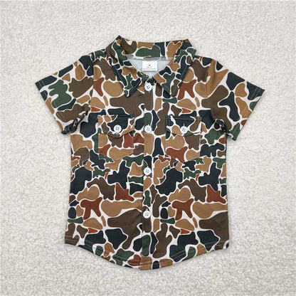 Sibling Baby Boys Western Camo Short Sleeves Button Pockets Shirts Tops 4.29