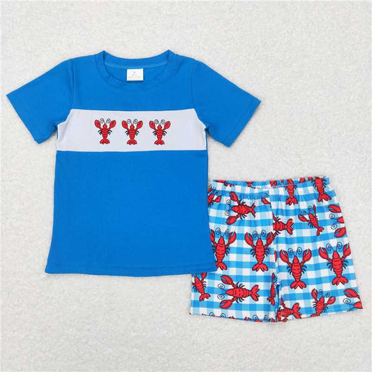 RTS BSSO0280 Baby Boys Crawfish Short Sleeve Tops Shorts Clothing Sets