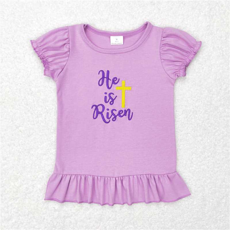 Sibling Boys Baby Girls Easter Cotton Embroidery Short Sleeve Shirt Tops