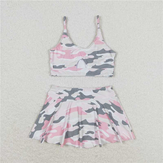 RTS S0285 Baby Girls Summer Pink Camouflage 2pcs Swimsuits Set Top And Bottoms Matching Outfit for Infants