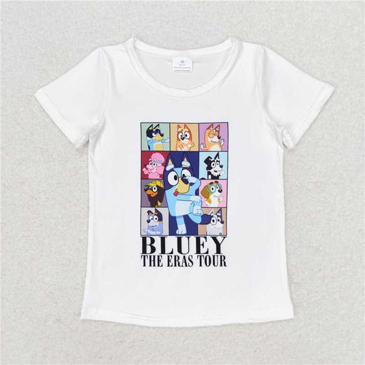 RTS GT0595 Baby Boys Blue Dog Short Sleeve Tee Shirts Tops for Kids Baby Clothing Toddler Boys Outfits Blue Dog Print Cotton Tee
