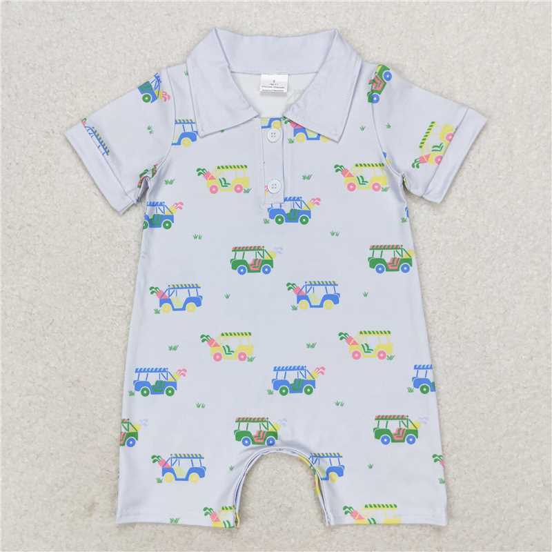 RTS SR0982 Baby Boys Romper Baby Infant Boys Golf Blue Short Sleeve Summer Rompers