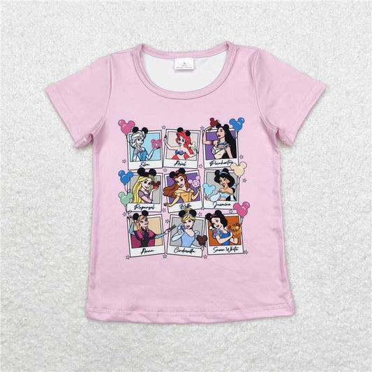 RTS GT0676 Baby Girls Pink Short Sleeve Tee Shirts Tops Little Girl's Casual Cotton Blend Outfit Pink Top for Toddlers