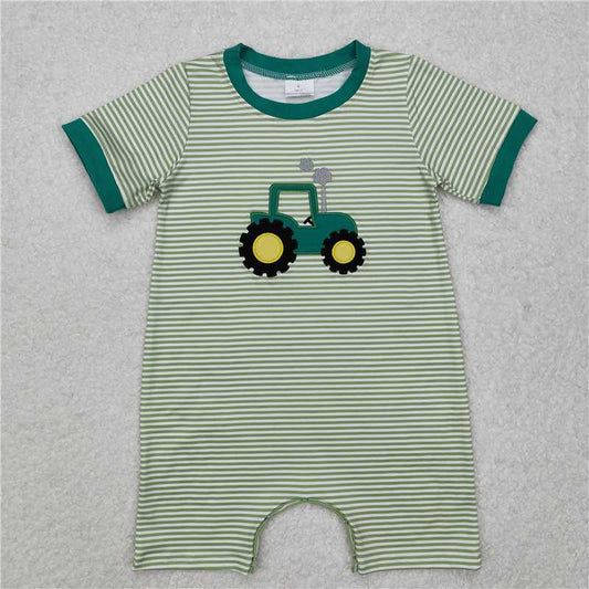 RTS SR2431 Baby Boys Romper Baby Infant Boys Green Tractor Farm Rompers