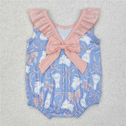 RTS SR2583  Infant Girls Sleeveless Rompers Easter Bows Design Baby Girl Clothing Spring Summer Outfit
