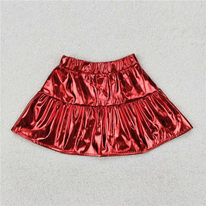 3 Colors Sibling Baby Girls Leather Metallic Skirts Bottoms 4.15