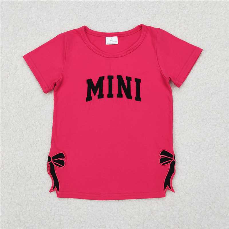 RTS GT0917Baby Girls Mini Bow Tee Shirts Tops Cute Infant Girl's Fashion Tops Short Sleeve T-Shirt in Primary Colors