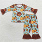 Baby Girls Boys Pumpkin Turkey Brown Sibling Rompers Clothes Sets