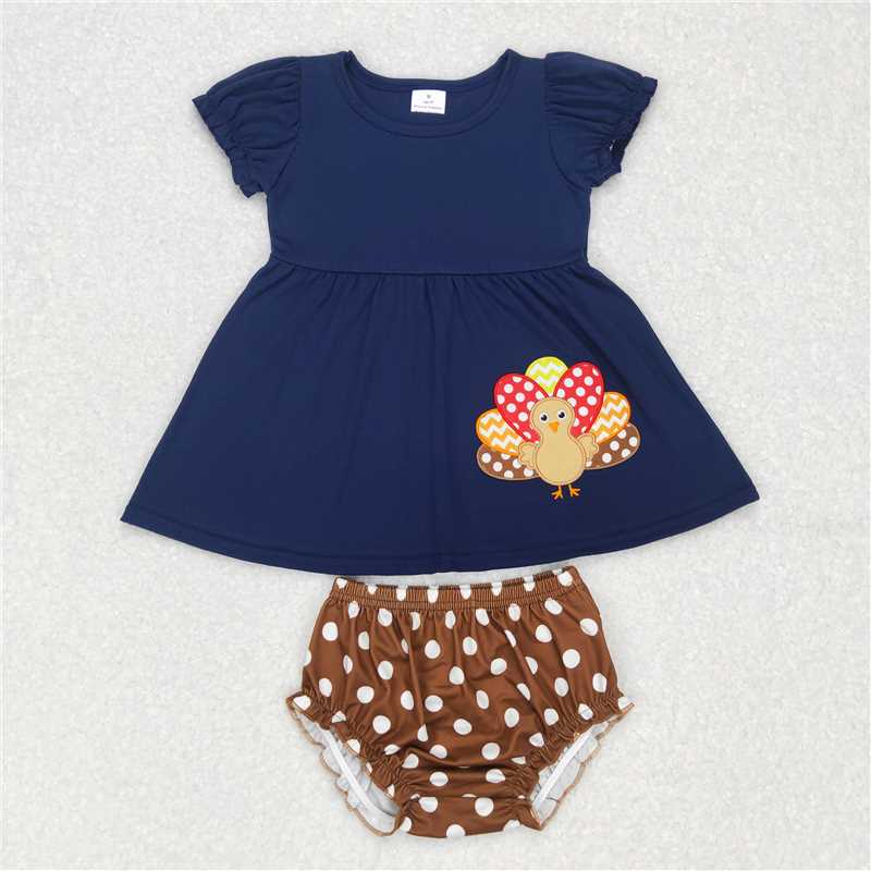 Baby Girls Thanksgiving Sibling Turkey Fall Clothes Sets