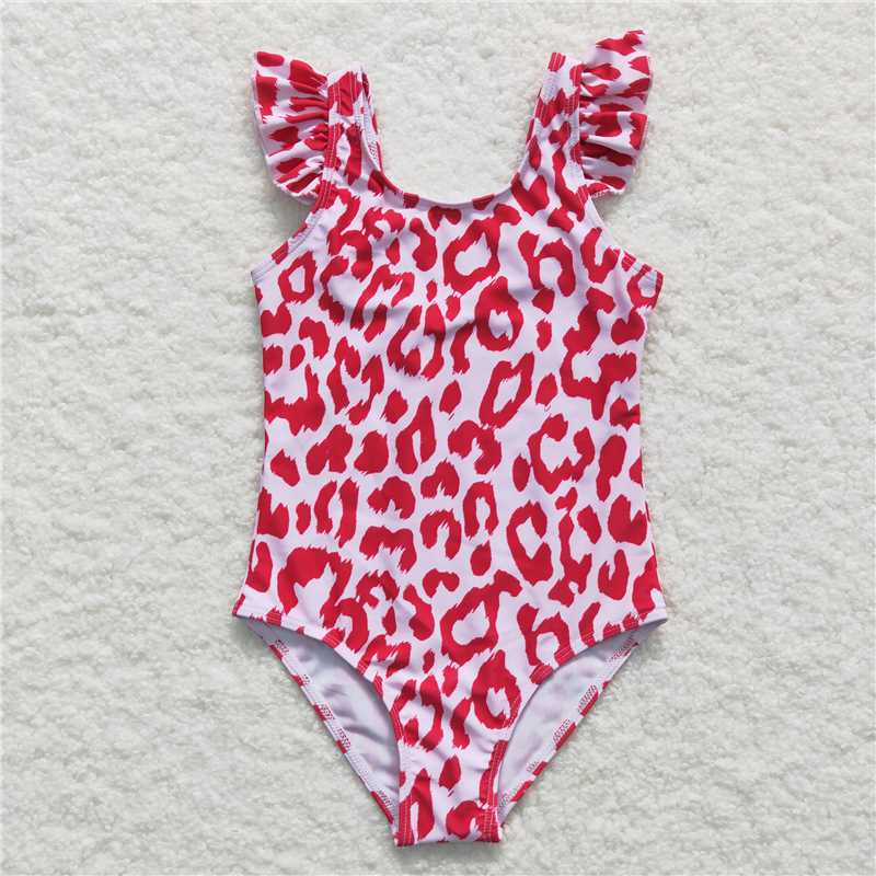RTS S0155 Baby Girls Pink Leopard Print One Piece Swimsuit Infant Swimwear Comfortable Soft Fabric Baby Pool Outfit