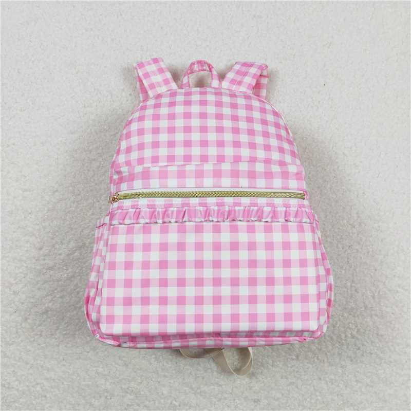 Baby Girls Back To School Pink Checkered Back Bags Lunch Boxes