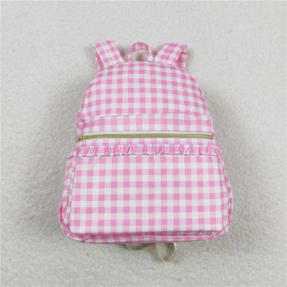 Baby Girls Back To School Pink Checkered Back Bags Lunch Boxes