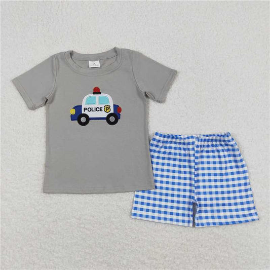 RTS BSSO0566 Baby Boys Police Car Tunic Top Shorts Summer Clothes Sets