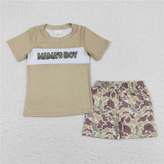 RTS BSSO0567 Baby Boys Mama's Boys Shirt Camo Shorts Clothes Sets
