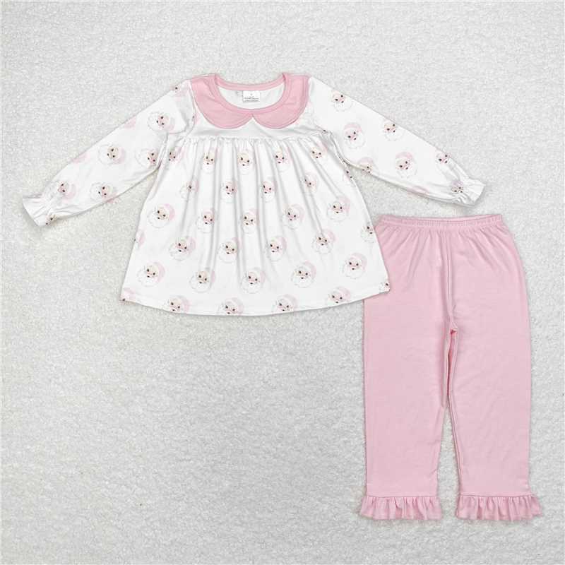 Sibling Baby Girls Christmas Pink Santa Top Dresses Clothes Sets