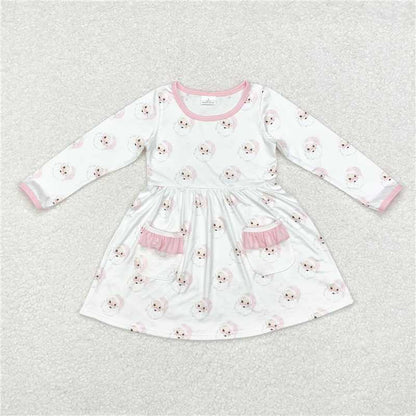 Sibling Baby Girls Christmas Pink Santa Top Dresses Clothes Sets