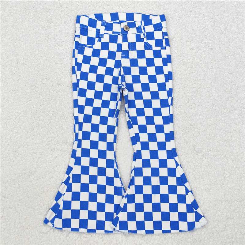 Sibling Girls Checkered Denim Adjustble Waistband Jeand Pants C9.4