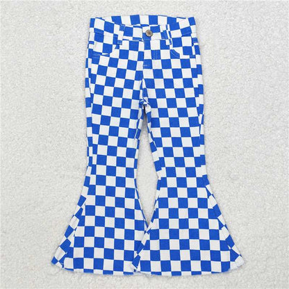 Sibling Girls Checkered Denim Adjustble Waistband Jeand Pants C9.4