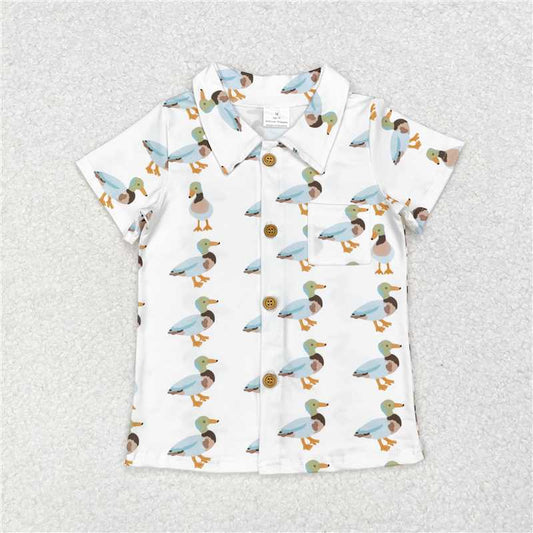 RTS BT0738 Baby Boys Top Baby Boys Duck Buttons Short Sleeve Tee Shirts Tops