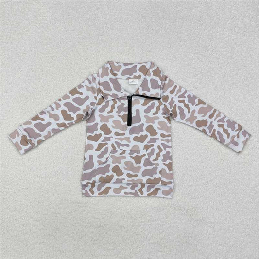 Mommy&Me Baby Boys Khaki Camo Zip Pocket Pullovers Tops