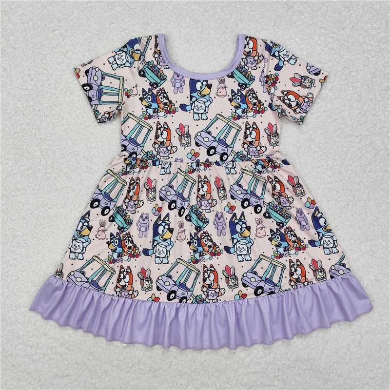 Sibling Baby Girls Dog Easter Rabbits Rompers Dresses Clothes Sets