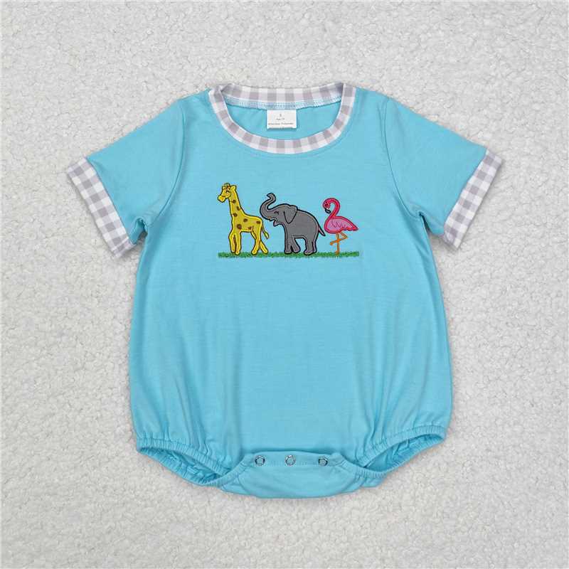 RTS SR2123 Baby Boys Romper Baby Infant Boys Giraffe Elephant Flamingo Short Sleeve Rompers