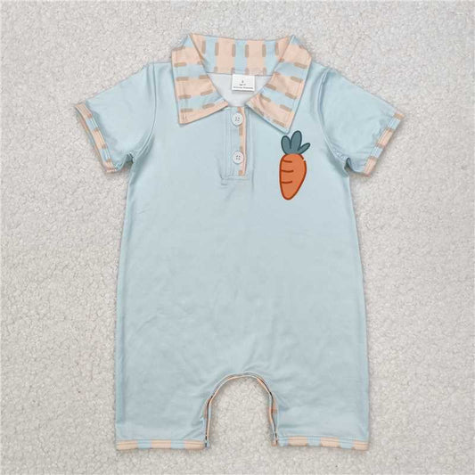 RTS SR2226 Baby Boys Romper Baby Infant Boys Easter Carrot Short Sleeve Rompers