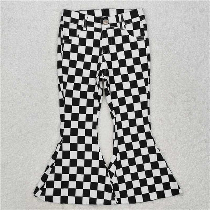 Sibling Girls Checkered Denim Adjustble Waistband Jeand Pants C9.4