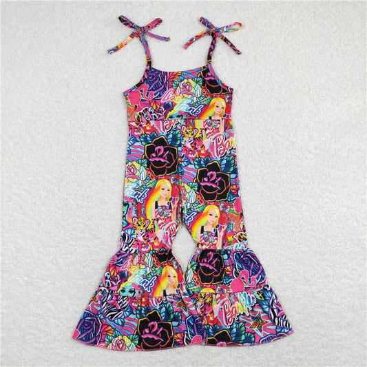 RTS SR0886 Baby Girls Colorful Doll Tiger Straps Bell Pants Jumpsuit Comfortable Cotton Romper with Bell Detail for Infants