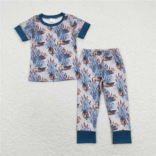 RTS BSPO0280 Kids Summer Top With Long Pants Baby Boys Short Sleeve Duck Tops Pants Pajamas Clothes Sets