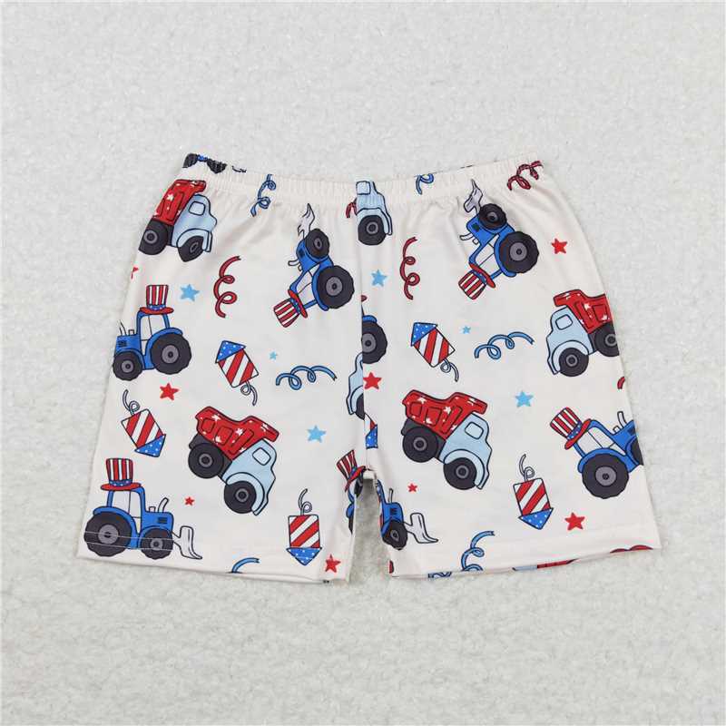 BT0652+ SS0257 4th of July Boys red short-sleeved top Star Tractor beige shorts suit