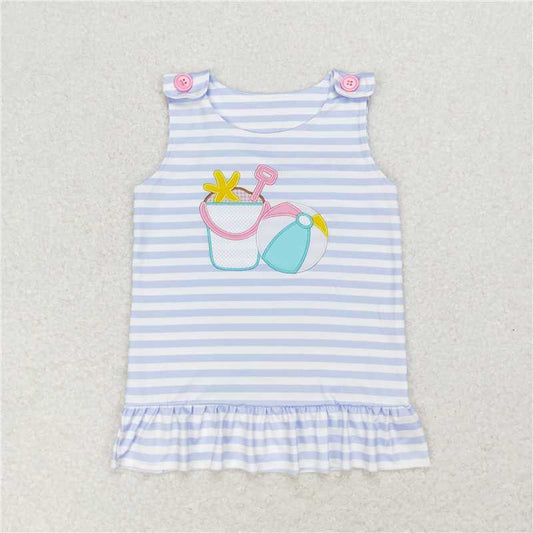 RTS GT0568 Baby Girls Sleeveless Stripes Tunic Tops Beach Wear Comfortable Cotton Outfit for Little Girls
