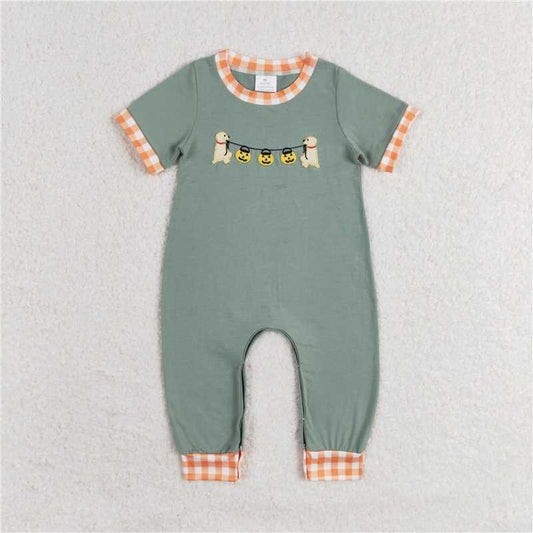 RTS SR1793 Baby Boys Romper Baby Infant Boys Dog Halloween Pumpkins Short Sleeve Rompers