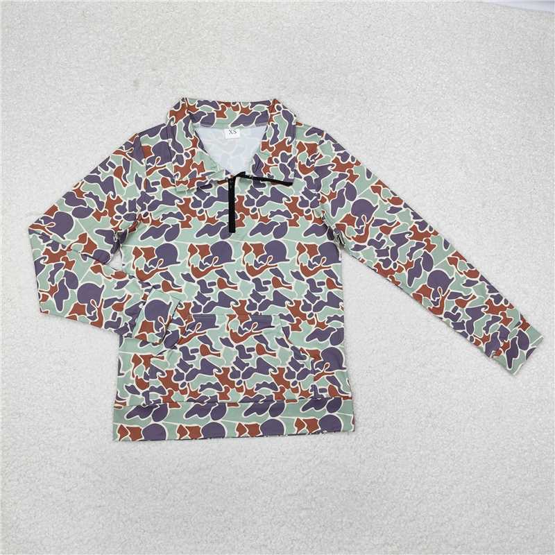 Mommy&Me Women Baby Boys Green Camo Zip Pocket Pullovers Tops