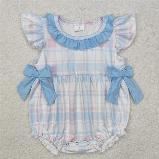 RTS SR2139  Colorful Checkered Bows Rompers for Baby Infant Girls Cute And Fashionable Outfit for Little Ones
