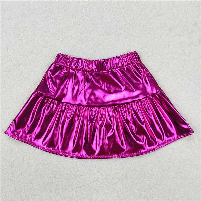 3 Colors Sibling Baby Girls Leather Metallic Skirts Bottoms 4.15