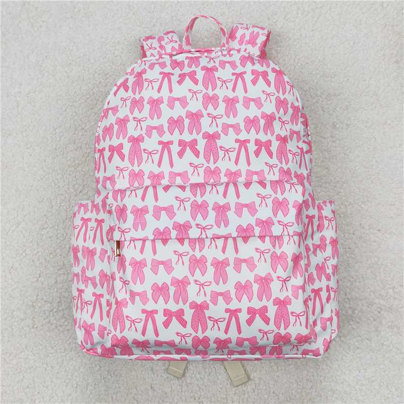 Two Colors Sibling Baby Girls Pink Blue Bows Backpacks Bags 8.7