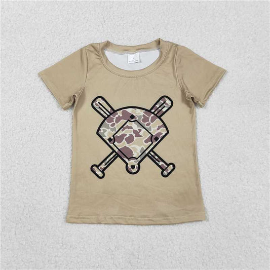 RTS BT1418 Baby Boys Top Baby Boys Khaki Camo Baseball Short Sleeve Team T-shirts