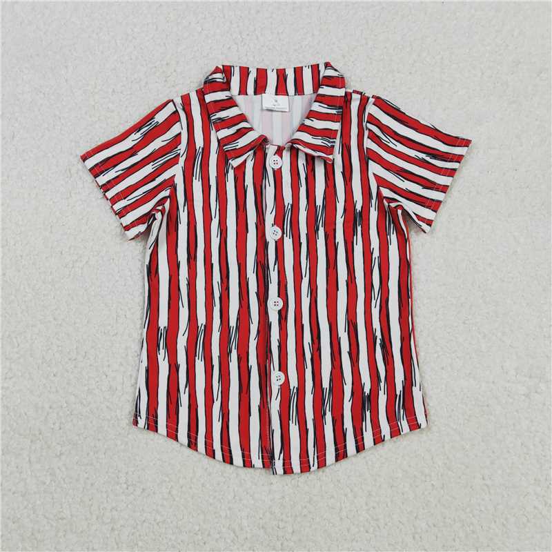 RTS BT1462 Baby Boys Top Baby Boys Red Stripe Dr Reading Button Shirts Top