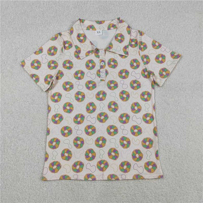 Sibling Adult Men Baby Boys Mardigras Donuts Plaid Button Polo Shirts Tops C12.1