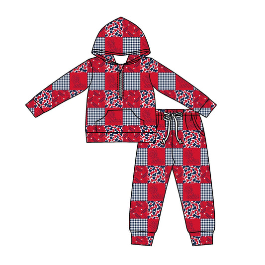 C12.3 Custom Moq 5 Baby Boys Camo Ole Miss Checked Zipper Pockets Hoodies Pants Team Clothes Sets