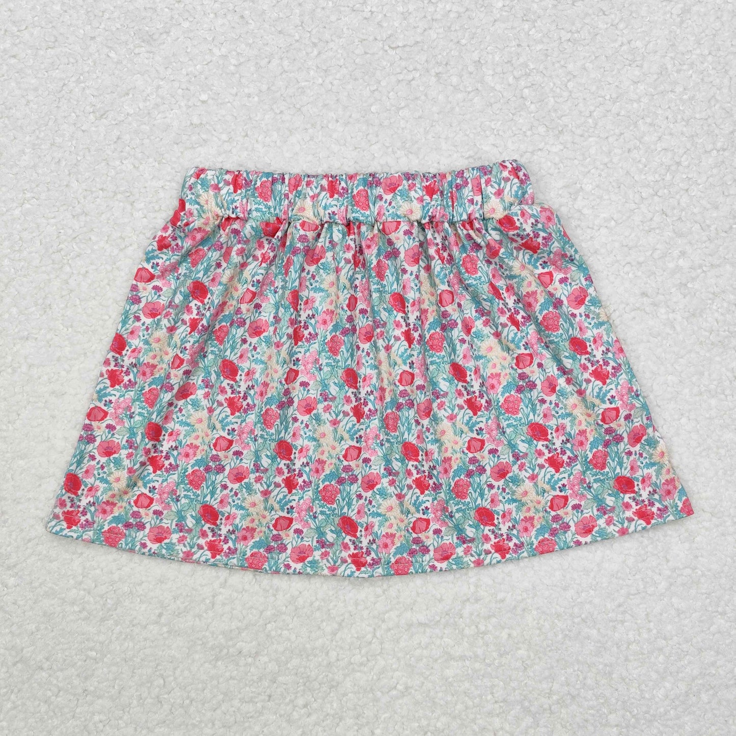 GLK0032 Baby Girls Fall Pink Blue Small Flowers Skirt Bottom