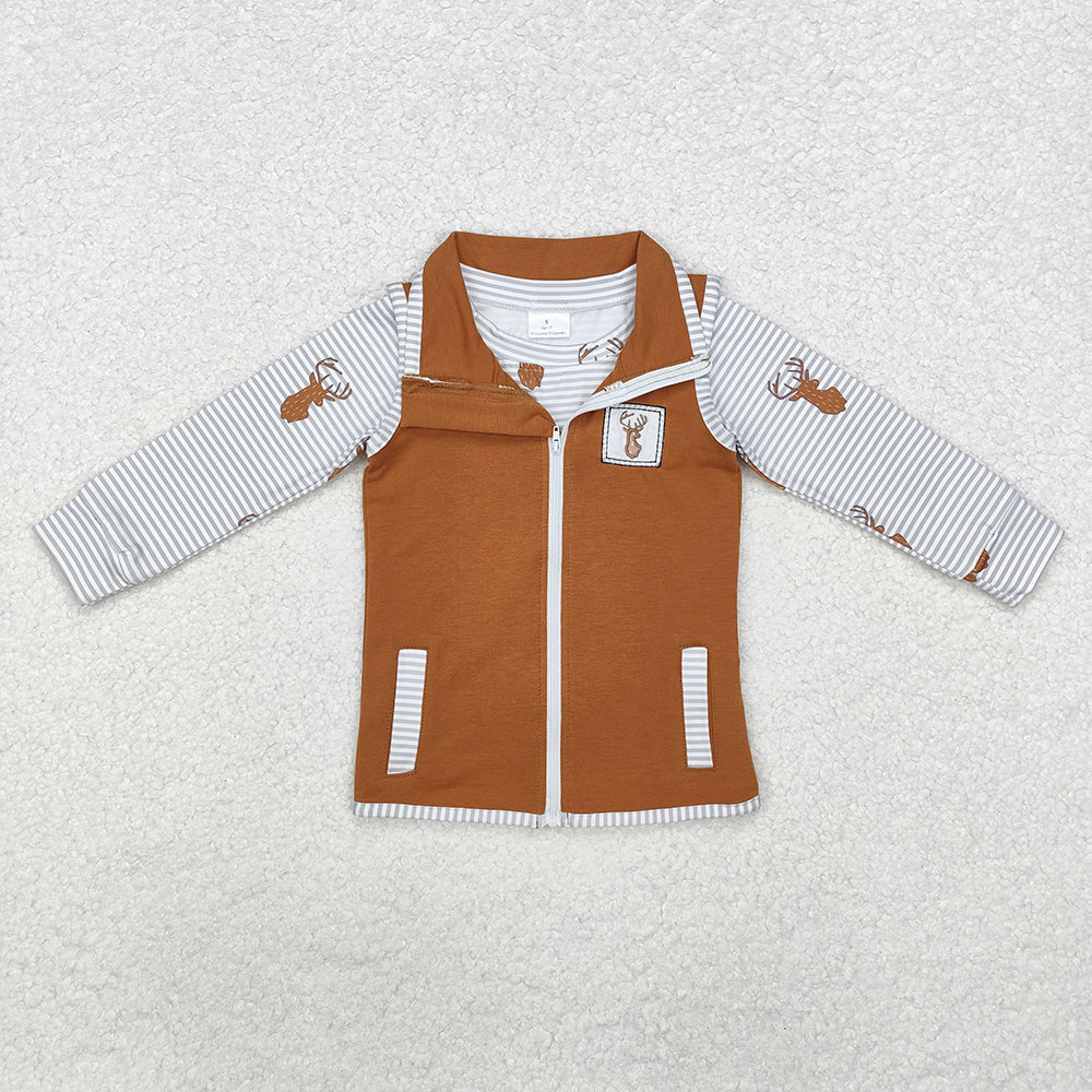 BT0854 + BT0855 Baby Boys Deer Hunting Tops Vest 2pcs Set