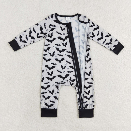 LR1096 Bamboo Halloween Bat zip long sleeve onesie