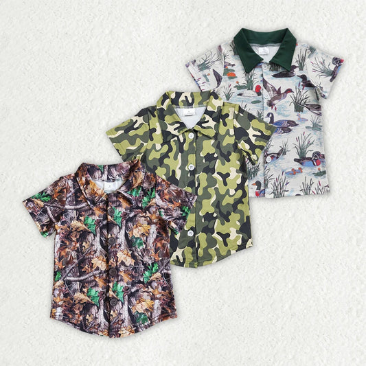 Sibling Baby Boys Camo Ducks Button Up Summer Shirts 4.15