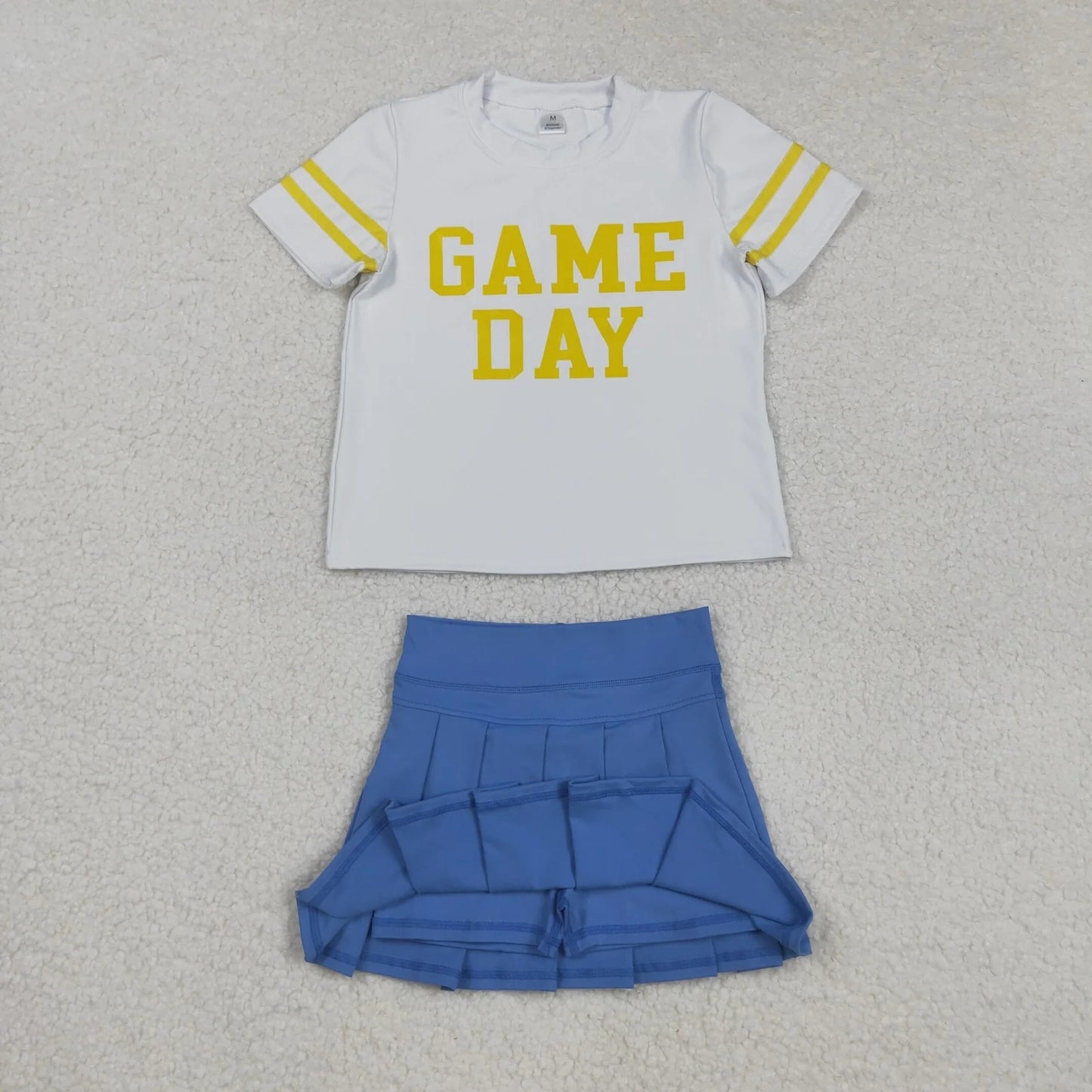Sibling Baby Girls Game Day Tee Shirts Tops Pleated Skirts Short Yoga Active Team Clothes Sets C9.2