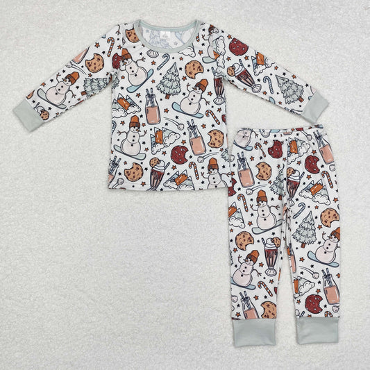 BLP0688 Baby Boys Christmas Cookie Snowman Top Pants Pajamas Outfits Clothes Set