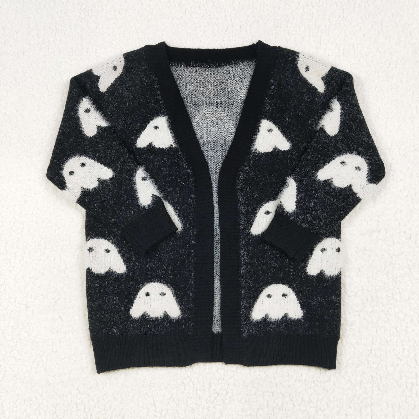 GT0649 Baby Girls Halloween Black Ghost Long Sleeve Sweaters Cardigans 7.1